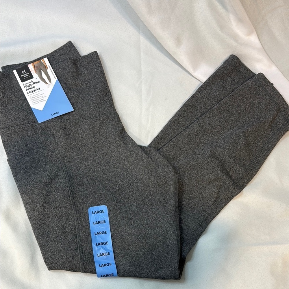 Members Mark, Women’s Gray High-Rise Ankle Leggings, Large, NWT